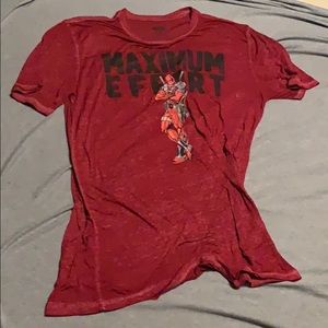 Large Deadpool shirt.